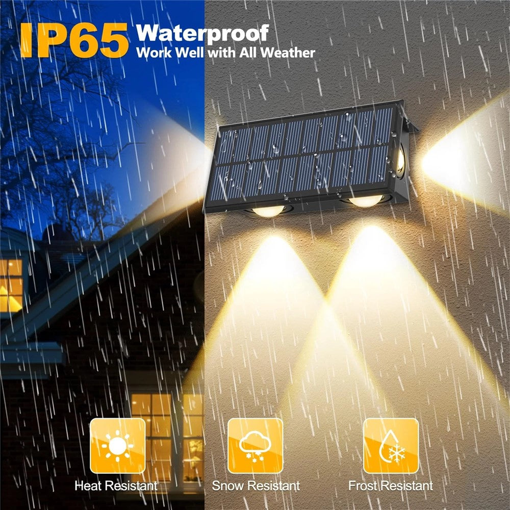 TS-G0308 1Pc 4LED Wall Washer Light Outdoor Solar Waterproof 3-Sided Ambient Lamp, Warm Light