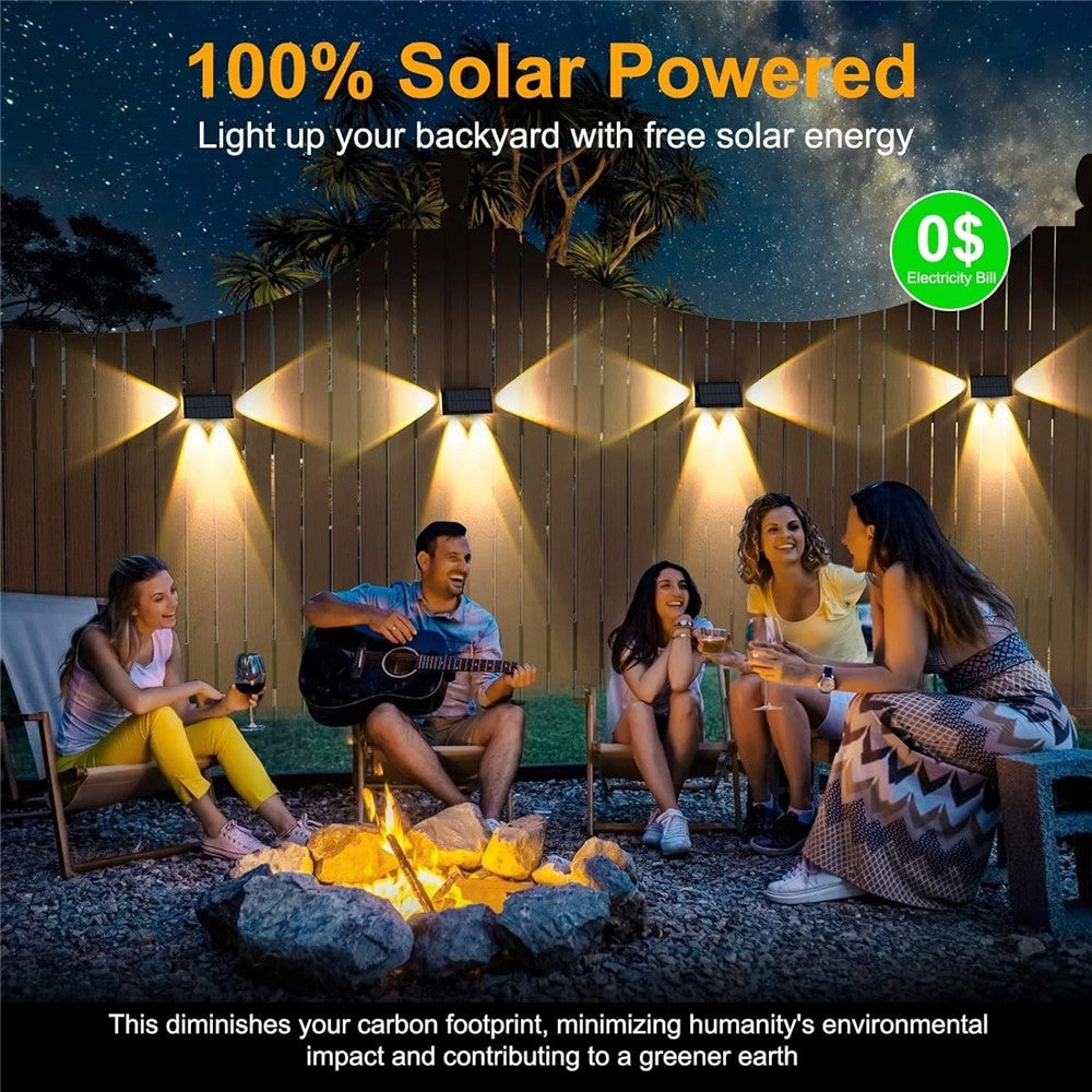 TS-G0308 1Pc 4LED Wall Washer Light Outdoor Solar Waterproof 3-Sided Ambient Lamp, Warm Light