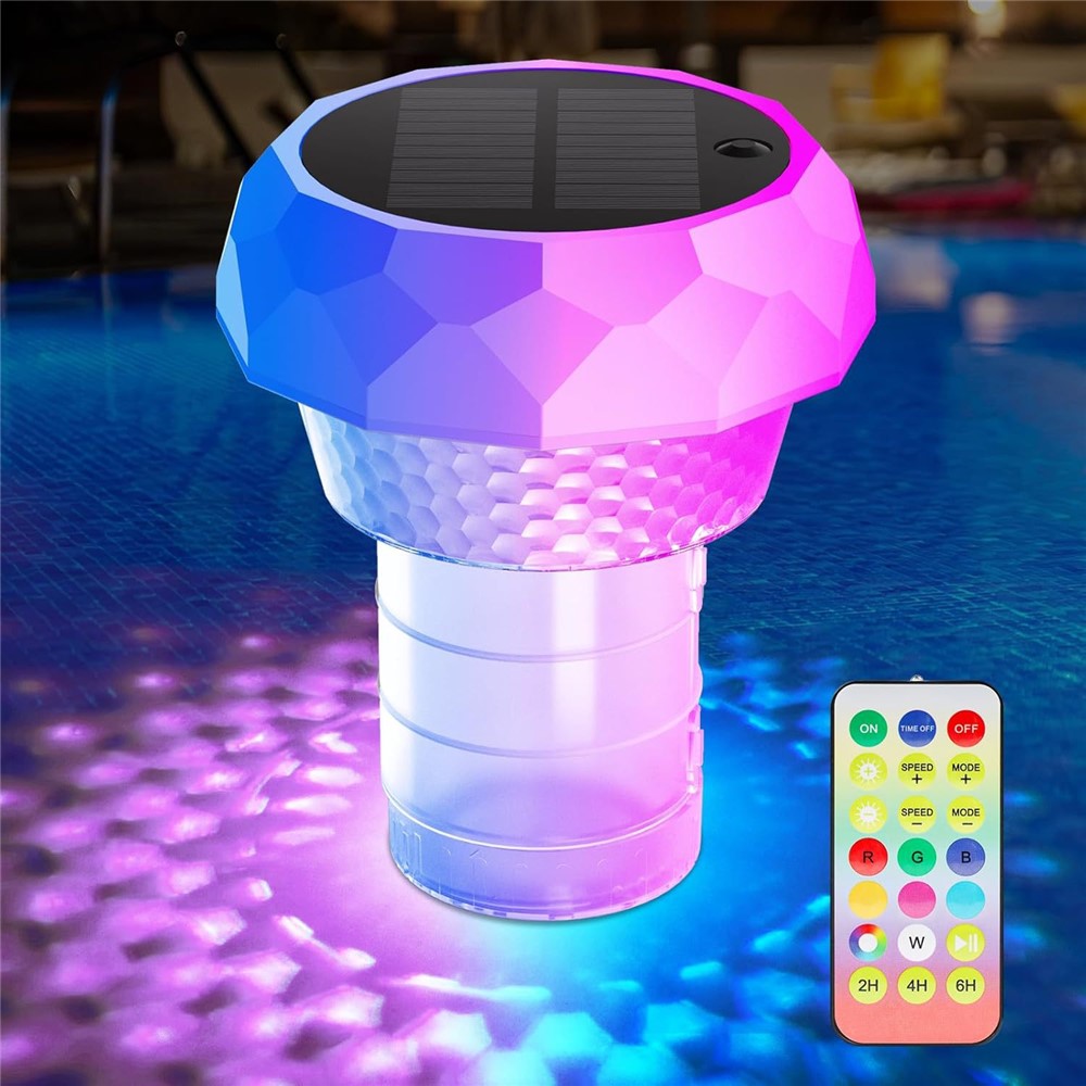 Solar Powered Disinfection Pool Light LED Floating Fountain Lamp Landscape Decoration with Remote Control