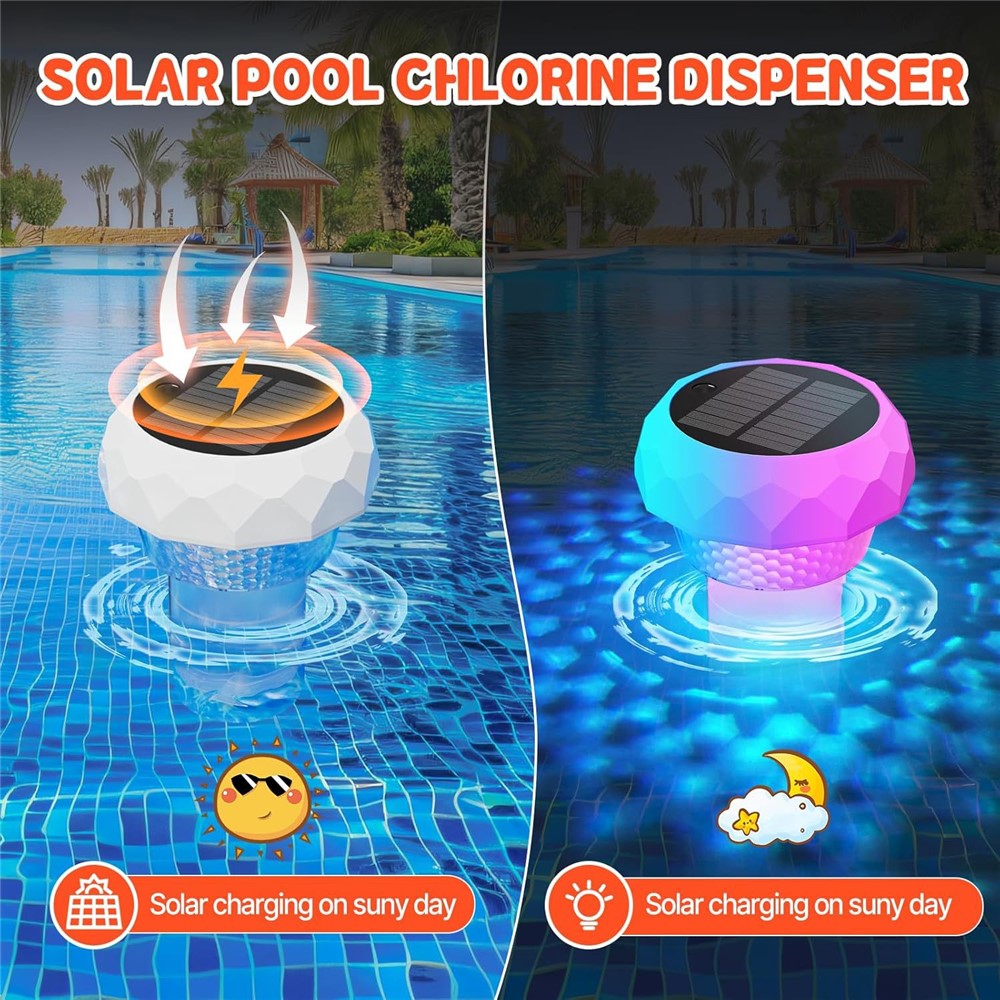 Solar Powered Disinfection Pool Light LED Floating Fountain Lamp Landscape Decoration with Remote Control