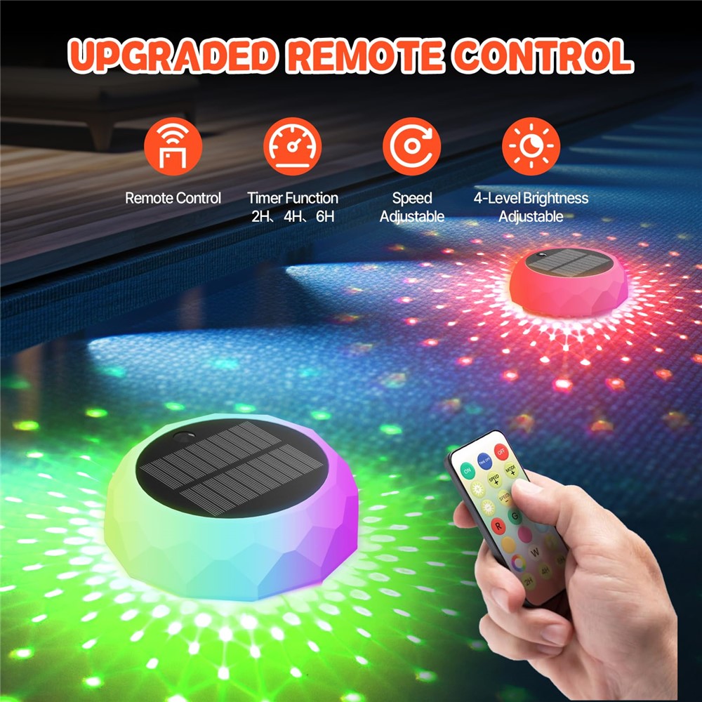 Solar Powered Disinfection Pool Light LED Floating Fountain Lamp Landscape Decoration with Remote Control