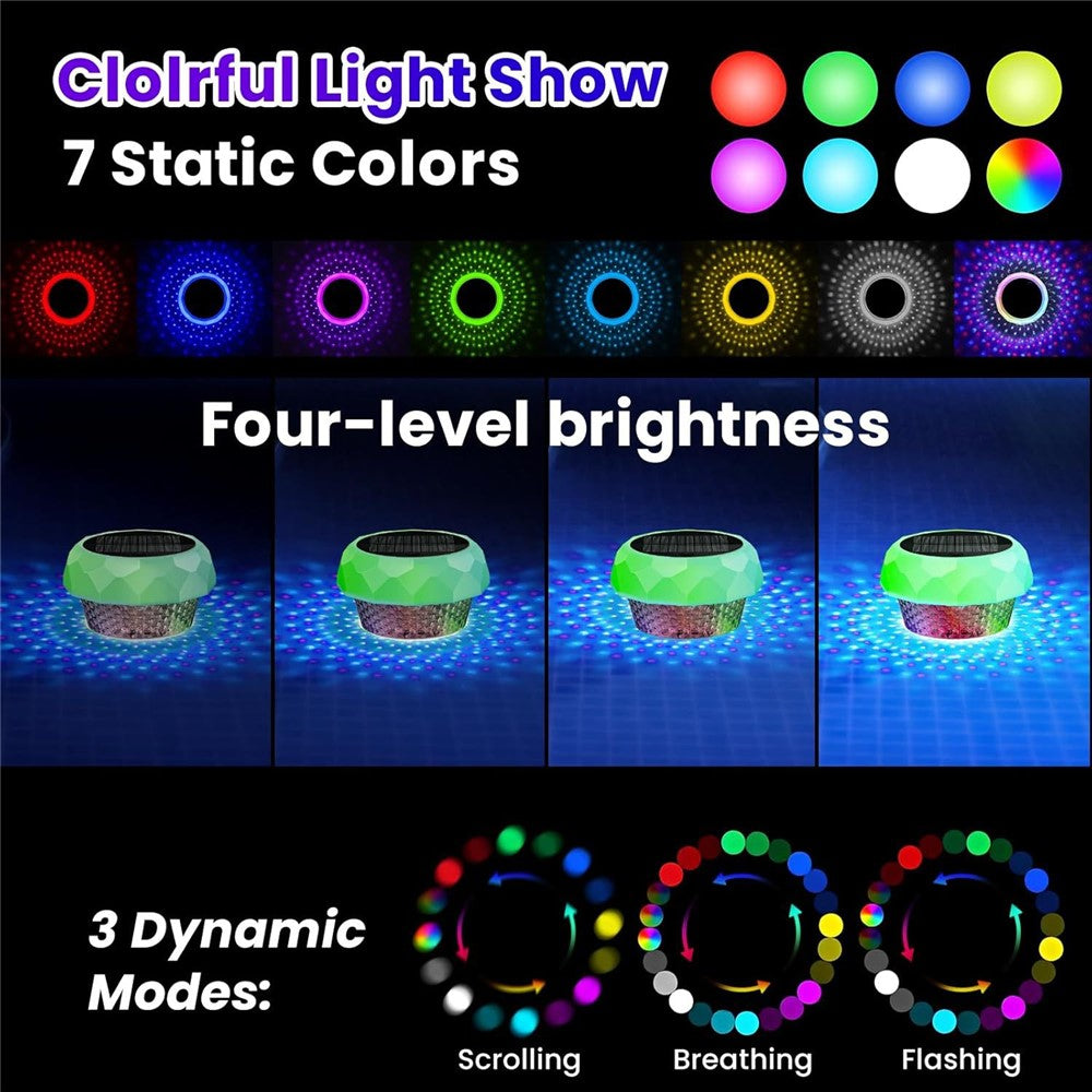 Solar Powered Disinfection Pool Light LED Floating Fountain Lamp Landscape Decoration with Remote Control