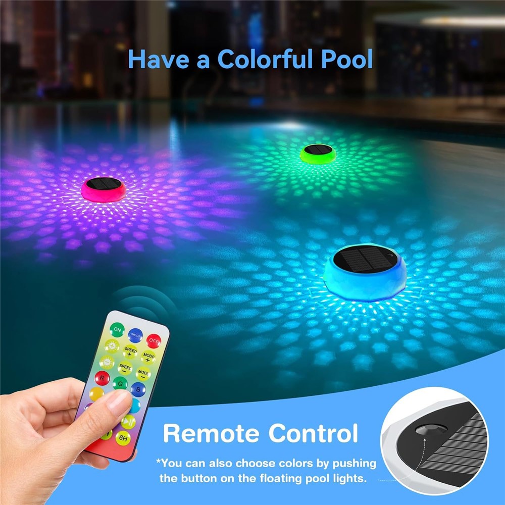 Solar Powered Disinfection Pool Light LED Floating Fountain Lamp Landscape Decoration with Remote Control