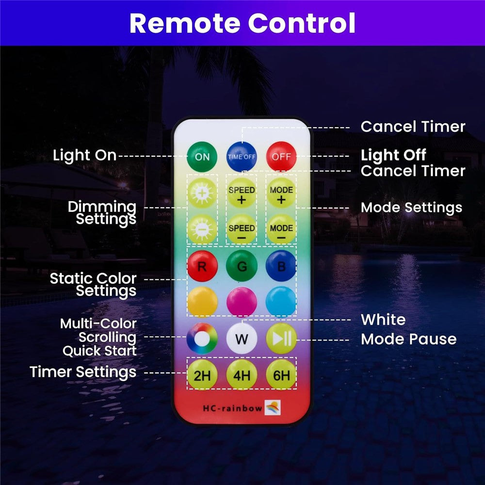 Solar Powered Disinfection Pool Light LED Floating Fountain Lamp Landscape Decoration with Remote Control