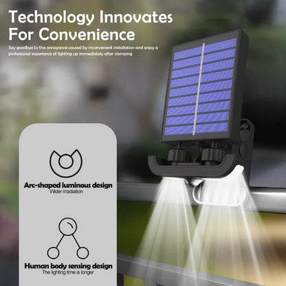 TJ-105 40-LED Solar Powered Clip On Light for Garden Waterproof Motion Sensor Lamp, Support USB Charging