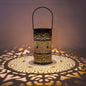Solar Powered 3-Tier Hollow Out Projection Light Iron Art Decorative Hanging Lantern for Garden Patio