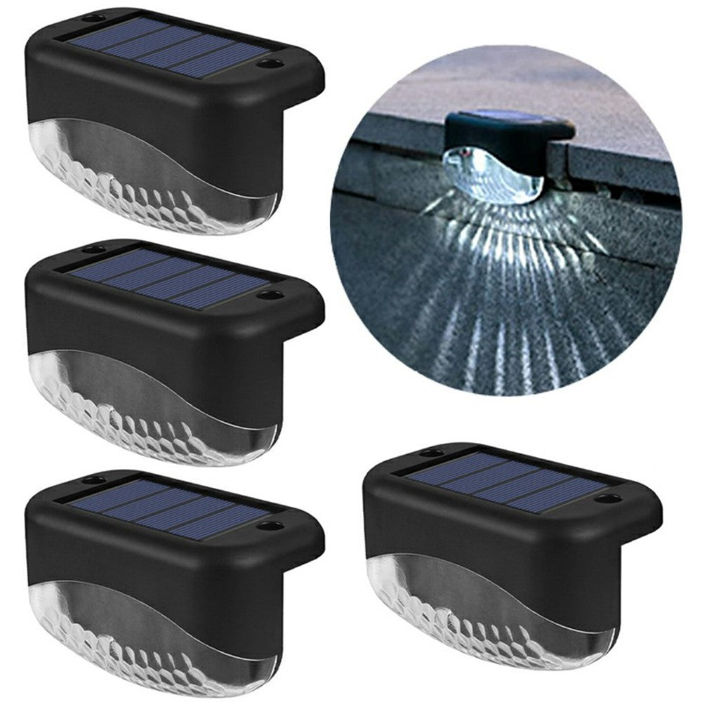 2 LED Solar Step Lights 4Pcs Deck Railing Fence Wall Stair Lighting Outdoor Waterproof for Garden / Patio / Pathway