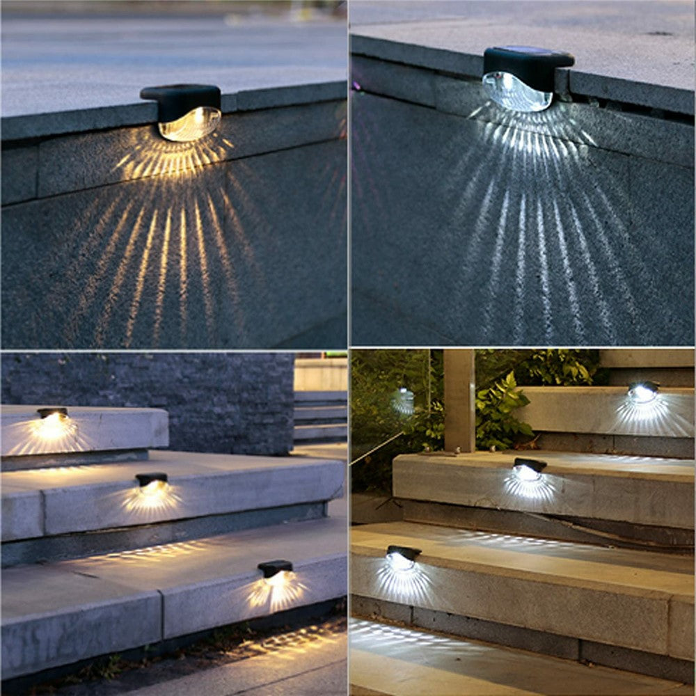 2 LED Solar Step Lights 4Pcs Deck Railing Fence Wall Stair Lighting Outdoor Waterproof for Garden / Patio / Pathway
