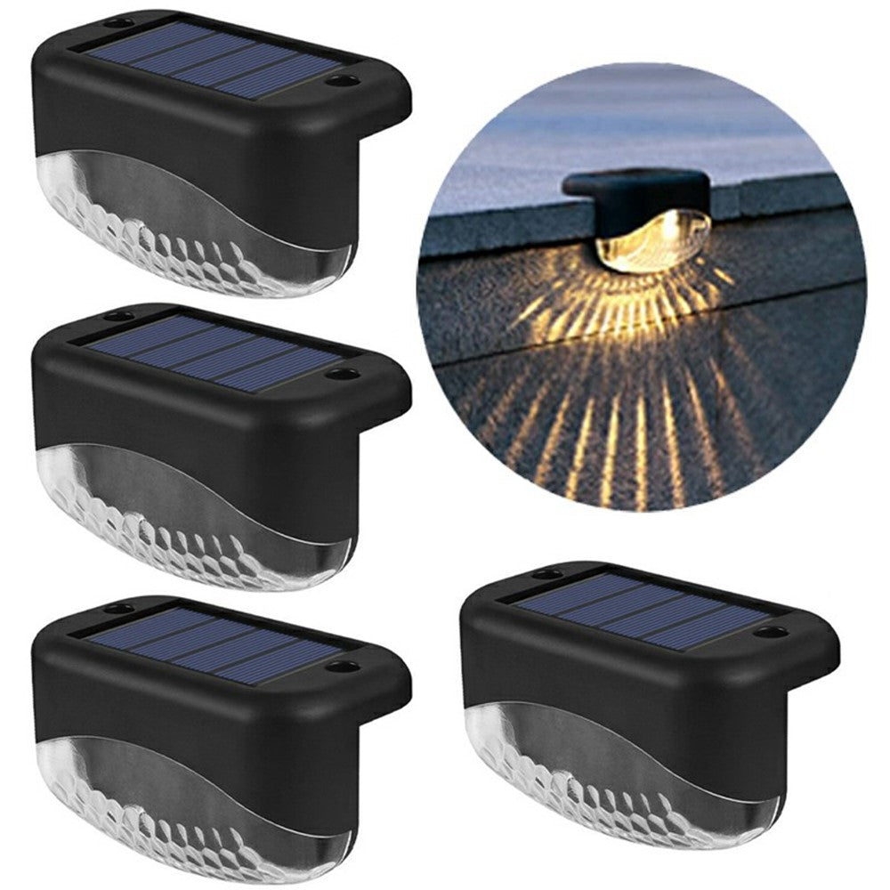 2 LED Solar Step Lights 4Pcs Deck Railing Fence Wall Stair Lighting Outdoor Waterproof for Garden / Patio / Pathway