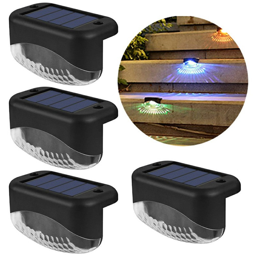 2 LED Solar Step Lights 4Pcs Deck Railing Fence Wall Stair Lighting Outdoor Waterproof for Garden / Patio / Pathway