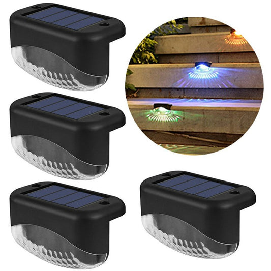 2 LED Solar Step Lights 4Pcs Deck Railing Fence Wall Stair Lighting Outdoor Waterproof for Garden / Patio / Pathway