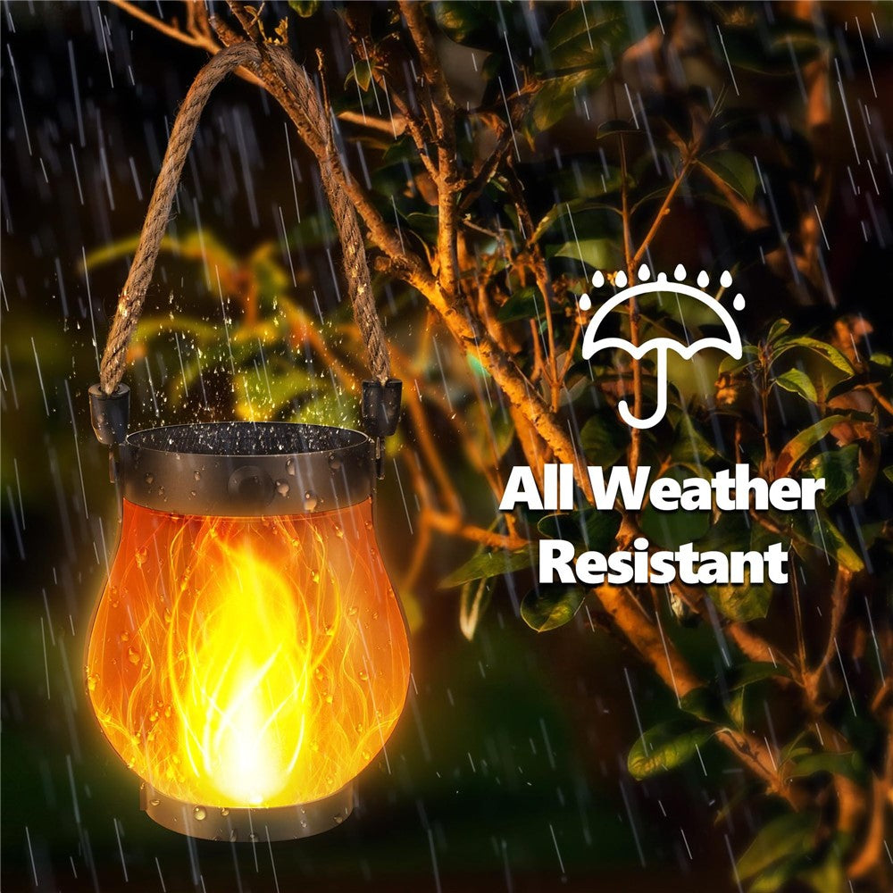 Solar Powered Flame Light Rope Hanging Outdoor Camping Lantern Garden Decor Lamp