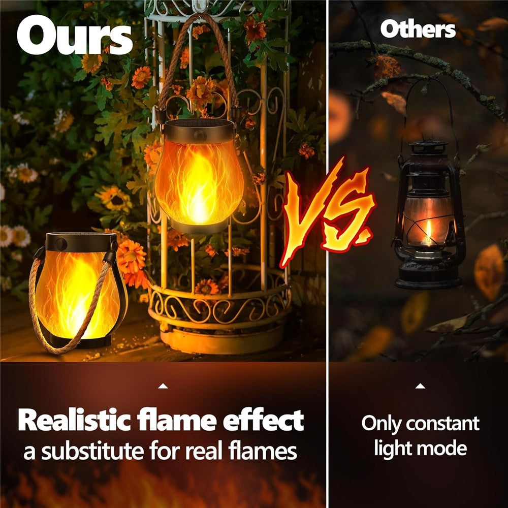 Solar Powered Flame Light Rope Hanging Outdoor Camping Lantern Garden Decor Lamp