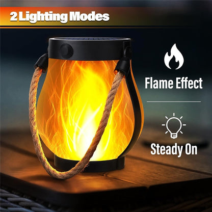 Solar Powered Flame Light Rope Hanging Outdoor Camping Lantern Garden Decor Lamp