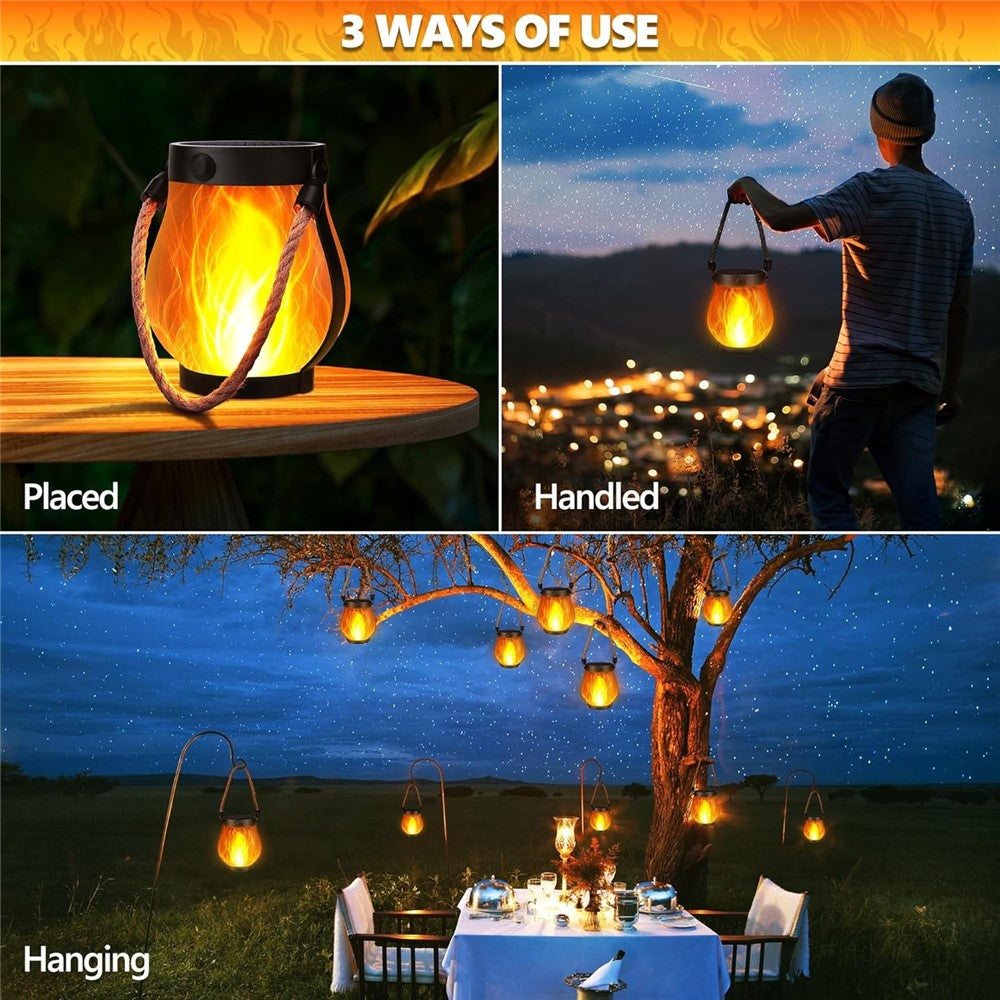 Solar Powered Flame Light Rope Hanging Outdoor Camping Lantern Garden Decor Lamp