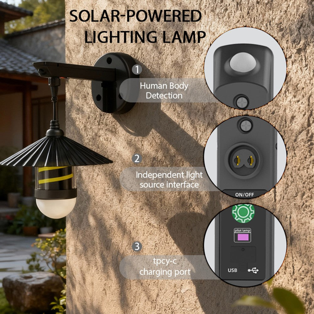 TJ-226 Outdoor Solar Powered Garden Light USB Rechargeable LED Motion Sensor Wall Lamp for Yard Patio