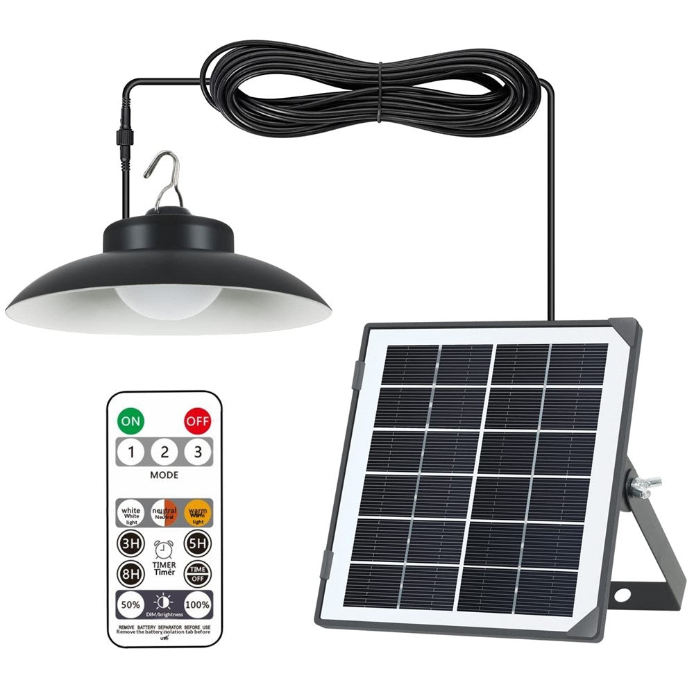 Single Head Solar Powered Pendant Light IP65 Waterproof Motion Sensor Hanging Garage Lamp with Remote Control