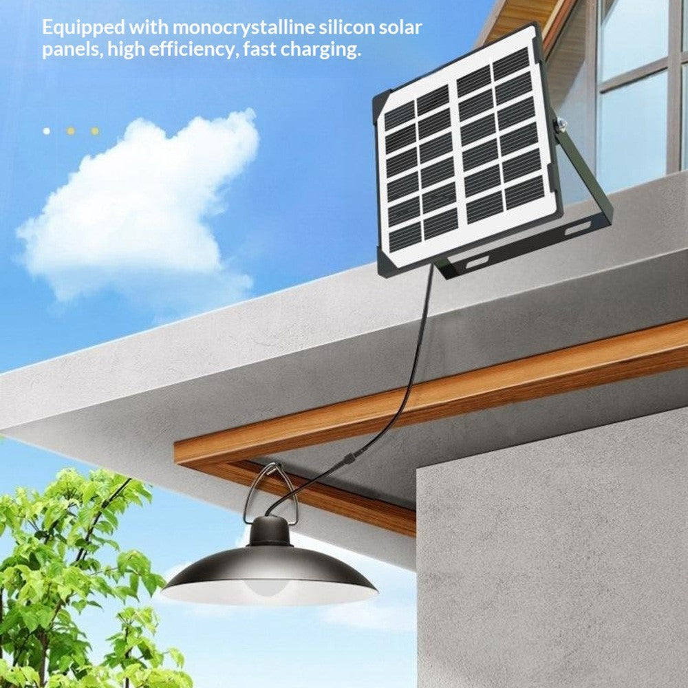 Single Head Solar Powered Pendant Light IP65 Waterproof Motion Sensor Hanging Garage Lamp with Remote Control