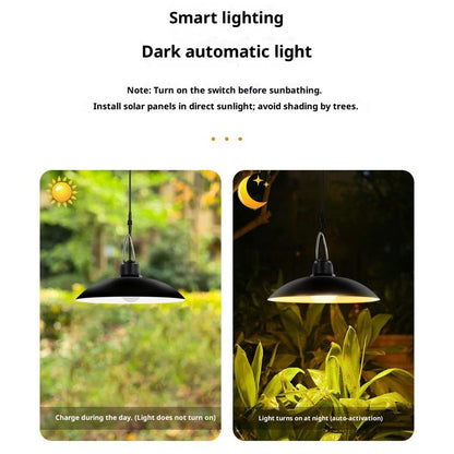 Single Head Solar Powered Pendant Light IP65 Waterproof Motion Sensor Hanging Garage Lamp with Remote Control