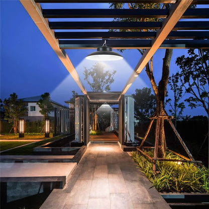 Double Head Solar Powered Pendant Light IP65 Waterproof Motion Sensor Hanging Garage Lamp with Remote Control