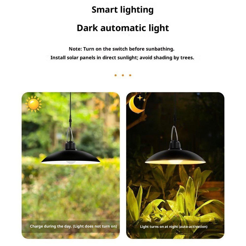 Double Head Solar Powered Pendant Light IP65 Waterproof Motion Sensor Hanging Garage Lamp with Remote Control