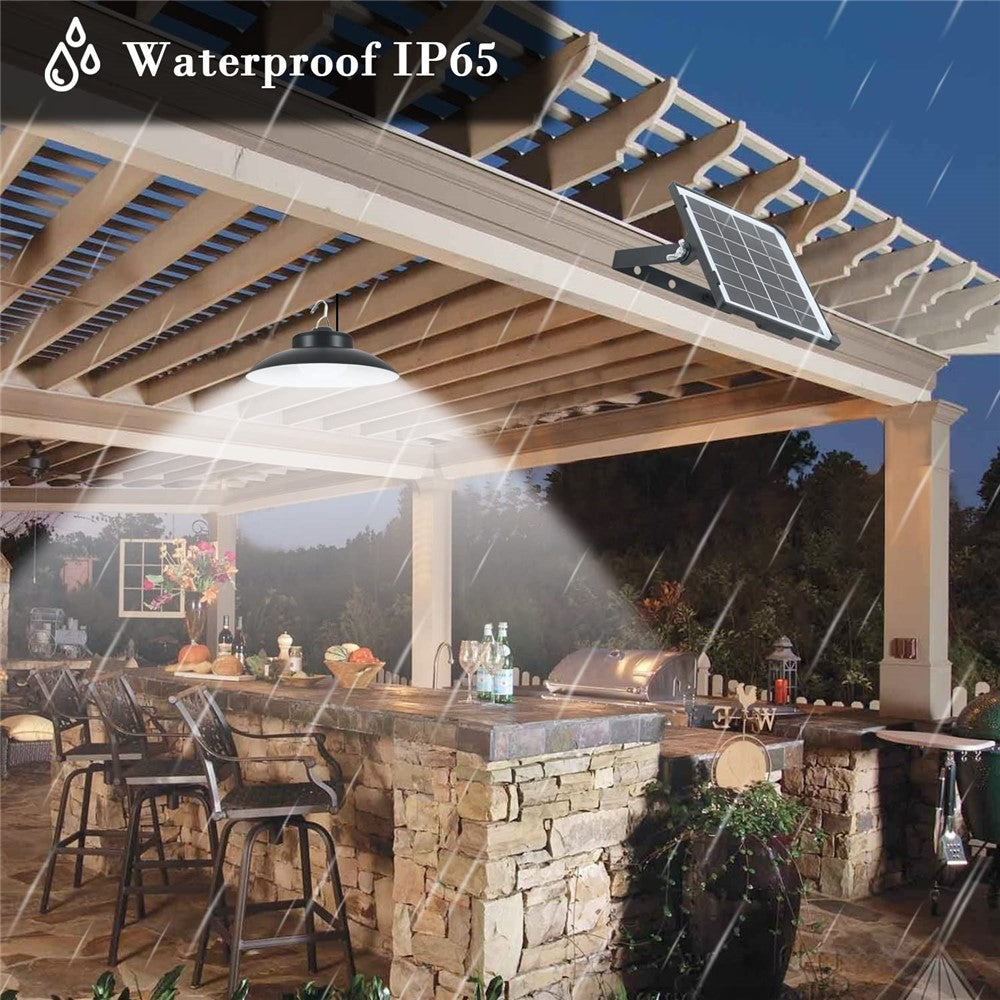 Double Head Solar Powered Pendant Light IP65 Waterproof Motion Sensor Hanging Garage Lamp with Remote Control