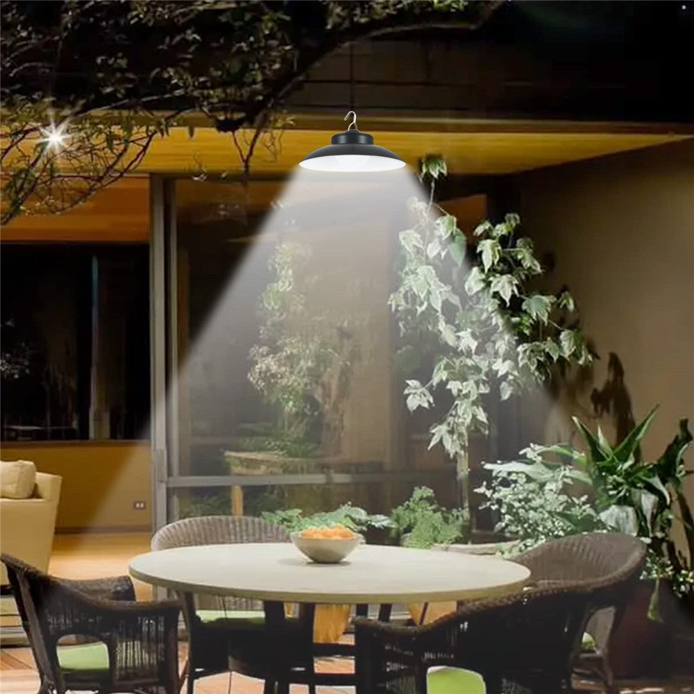 Double Head Solar Powered Pendant Light IP65 Waterproof Motion Sensor Hanging Garage Lamp with Remote Control