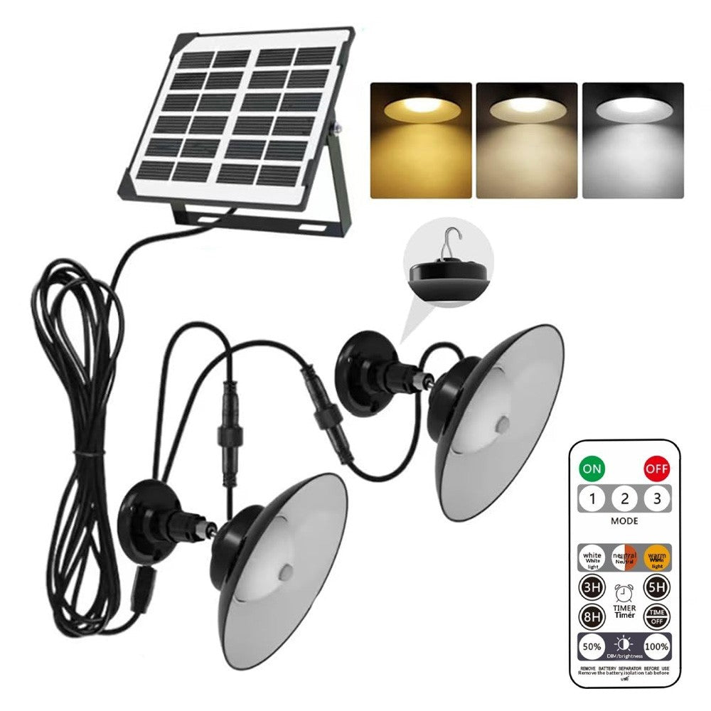 Double Head Solar Outdoor Wall Light with Remote Control Motion Sensor Lamp for Garden / Garage / Patio