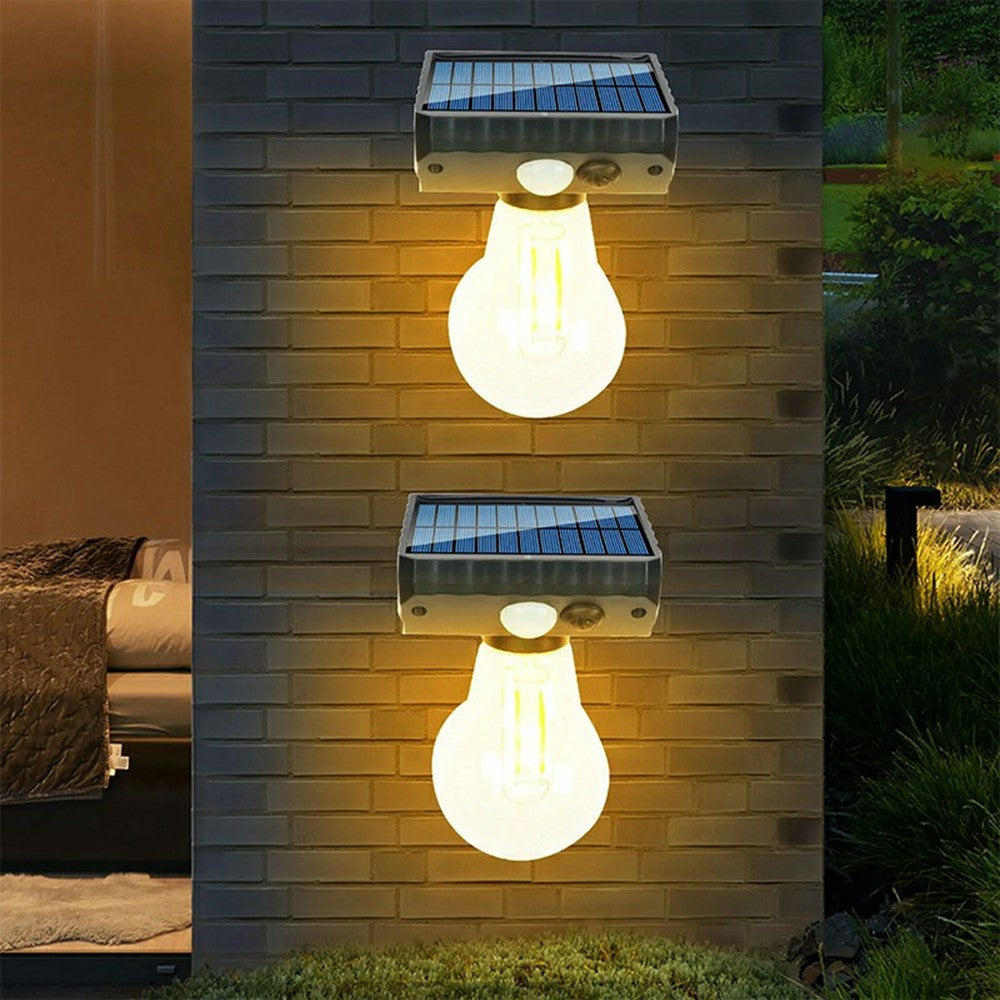 Single Solar Tungsten Filament Bulb Light Outdoor Motion Sensor Wall Light Solar Powered LED Lamp