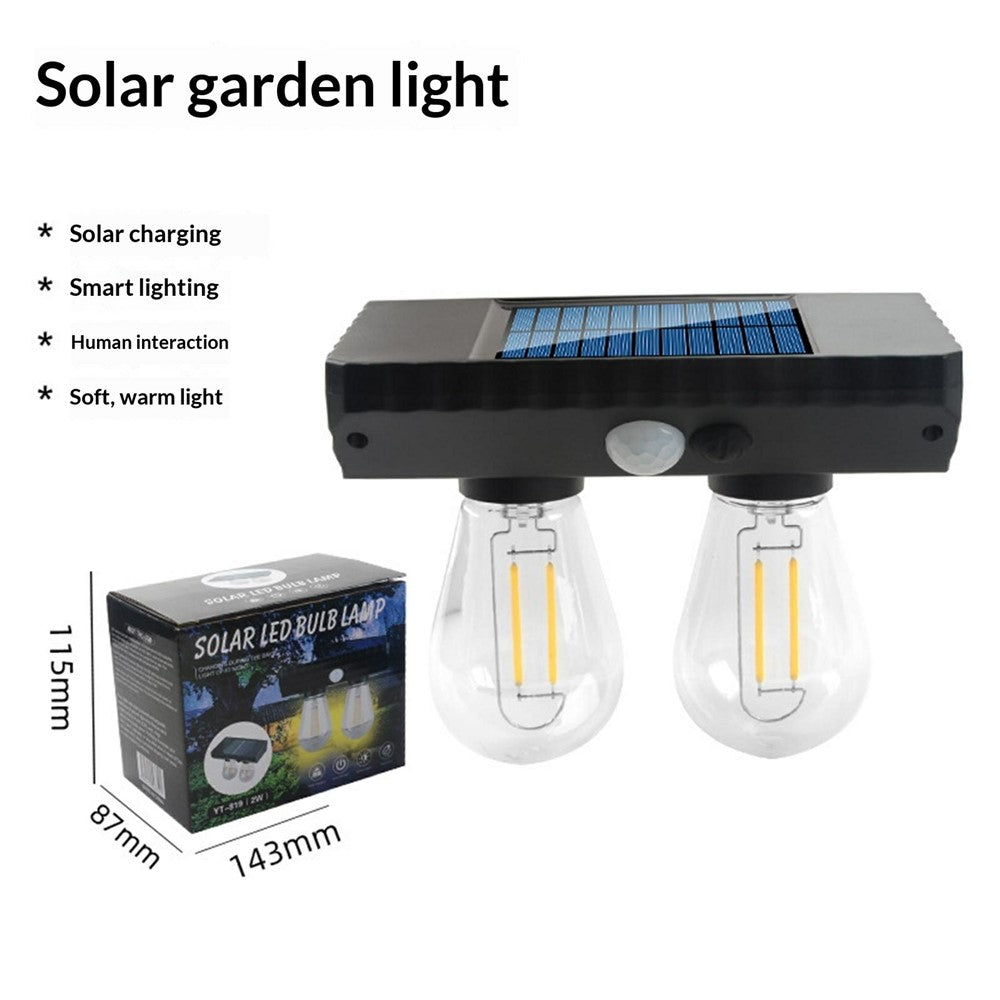 Dual Solar Tungsten Filament Bulb Light Outdoor Motion Sensor Wall Light Solar Powered LED Lamp