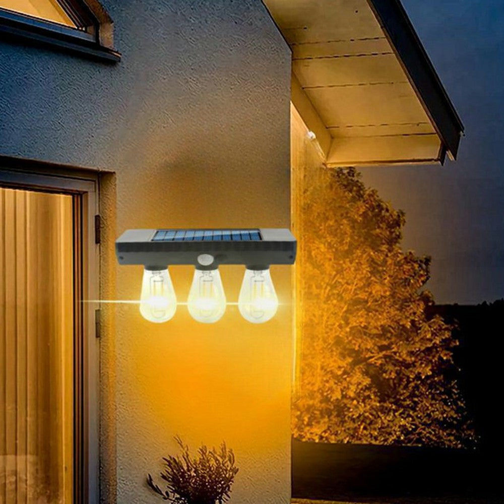 3 Solar Tungsten Filament Bulb Light Outdoor Motion Sensor Wall Light Solar Powered LED Lamp
