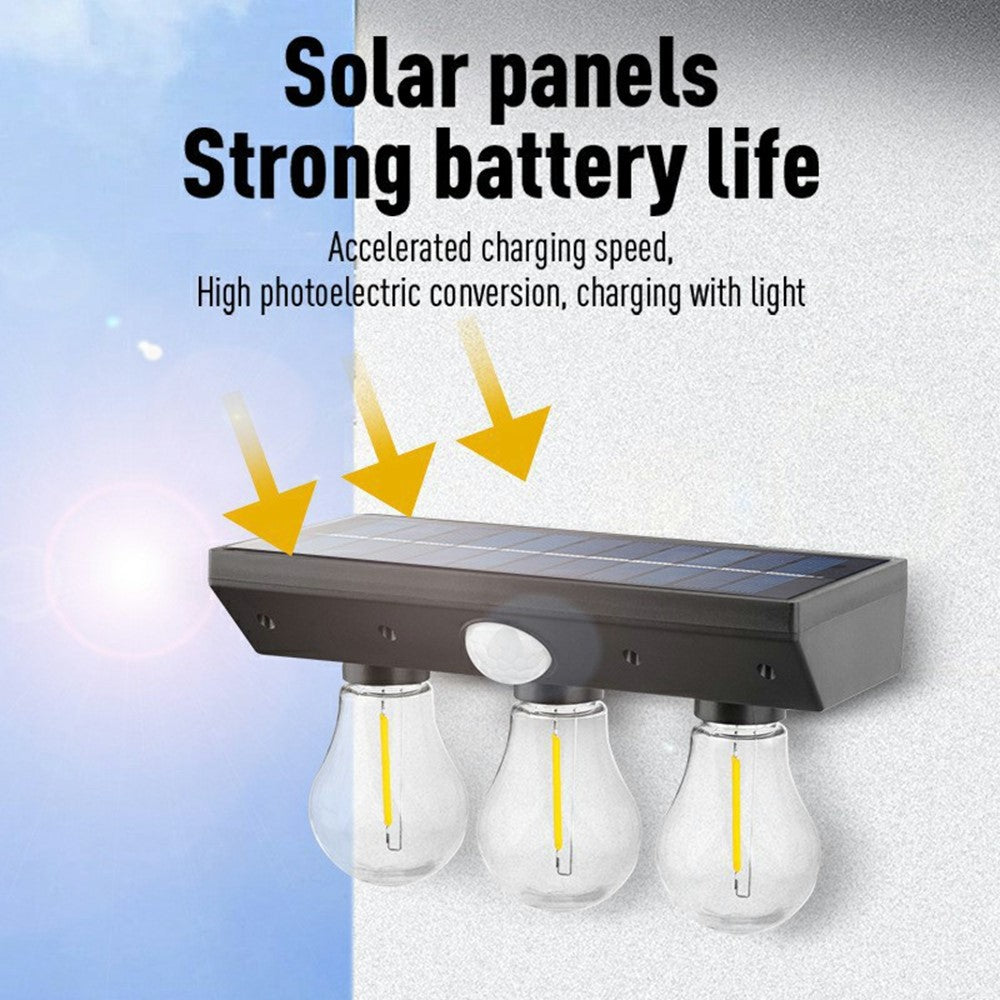 3 Solar Tungsten Filament Bulb Light Outdoor Motion Sensor Wall Light Solar Powered LED Lamp