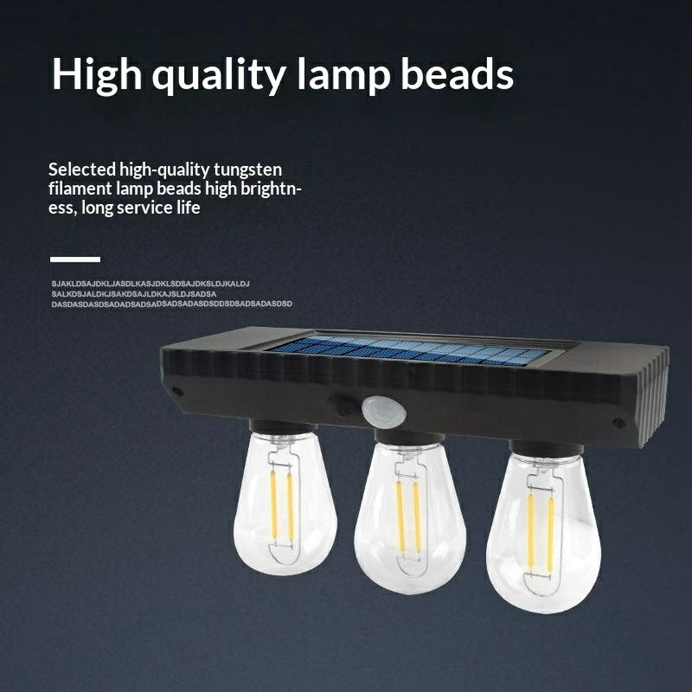 3 Solar Tungsten Filament Bulb Light Outdoor Motion Sensor Wall Light Solar Powered LED Lamp