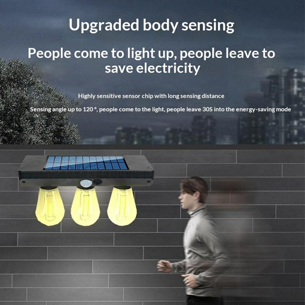 3 Solar Tungsten Filament Bulb Light Outdoor Motion Sensor Wall Light Solar Powered LED Lamp