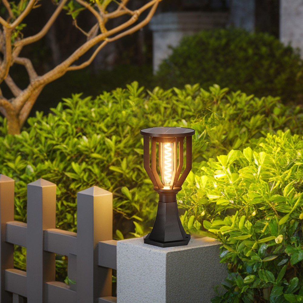 Solar Post Cap Light with Trophy Base Outdoor Waterproof Solar Powered Fence Gate Pillar Lamp