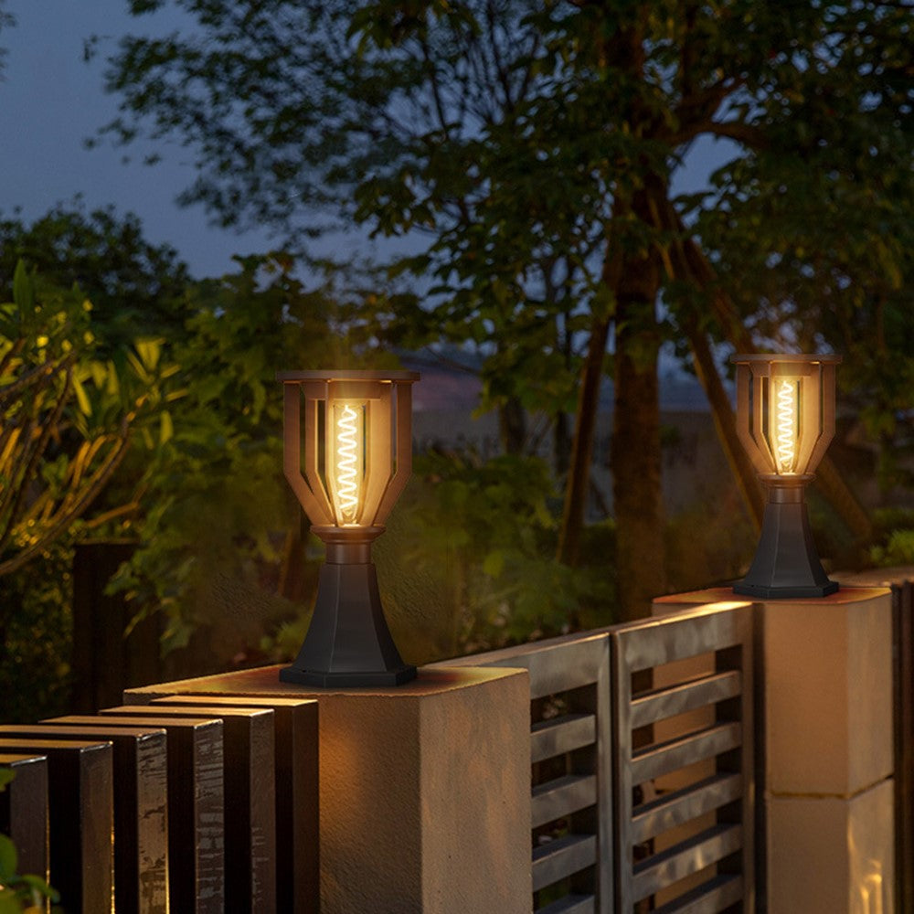 Solar Post Cap Light with Trophy Base Outdoor Waterproof Solar Powered Fence Gate Pillar Lamp