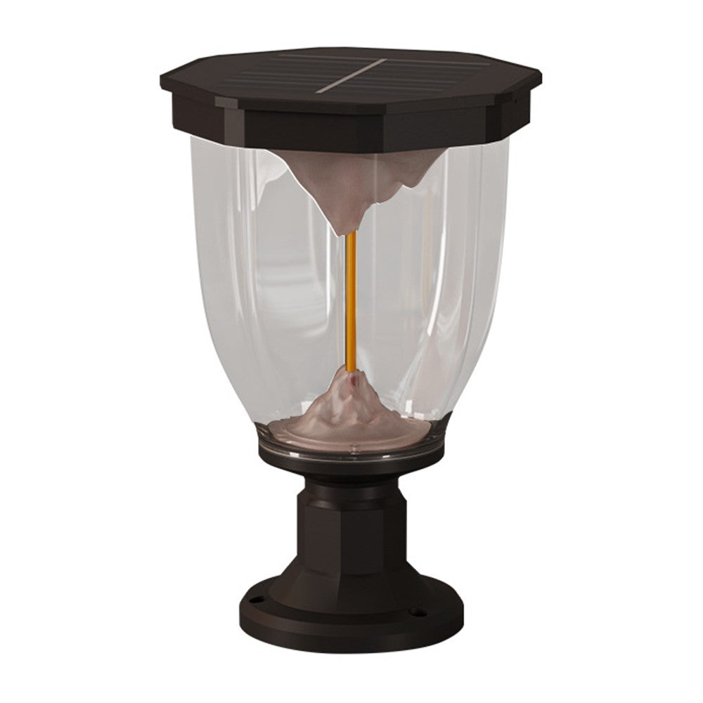 Flaming Mountain Effect Solar Pillar Light Outdoor Garden COB Post Cap Lamp for Patio / Pathway Decoration