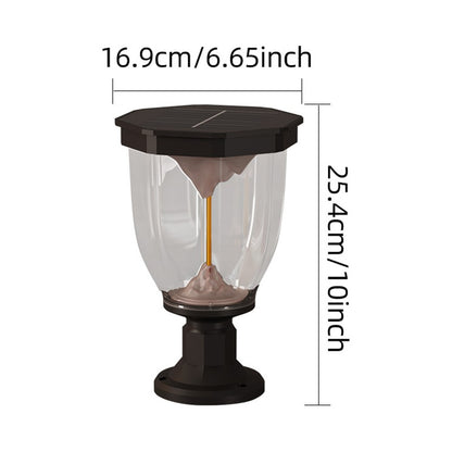 Flaming Mountain Effect Solar Pillar Light Outdoor Garden COB Post Cap Lamp for Patio / Pathway Decoration