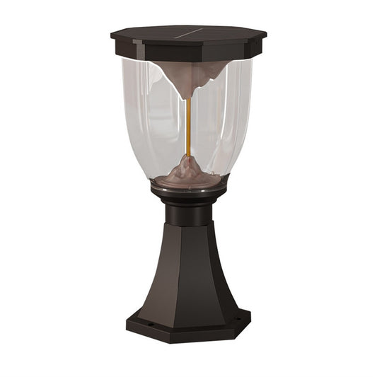 COB Pillar Lamp with Trophy Base Flaming Mountain Effect Solar Post Light for Garden  /  Patio  /  Pathway