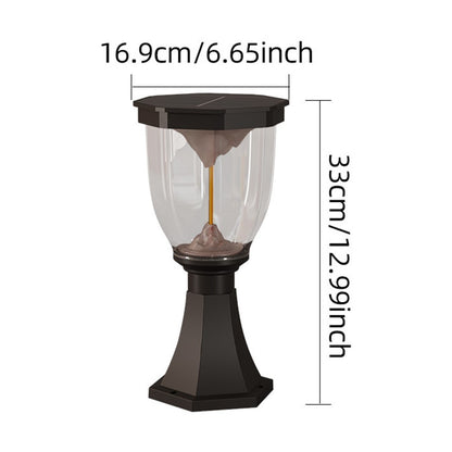 COB Pillar Lamp with Trophy Base Flaming Mountain Effect Solar Post Light for Garden  /  Patio  /  Pathway