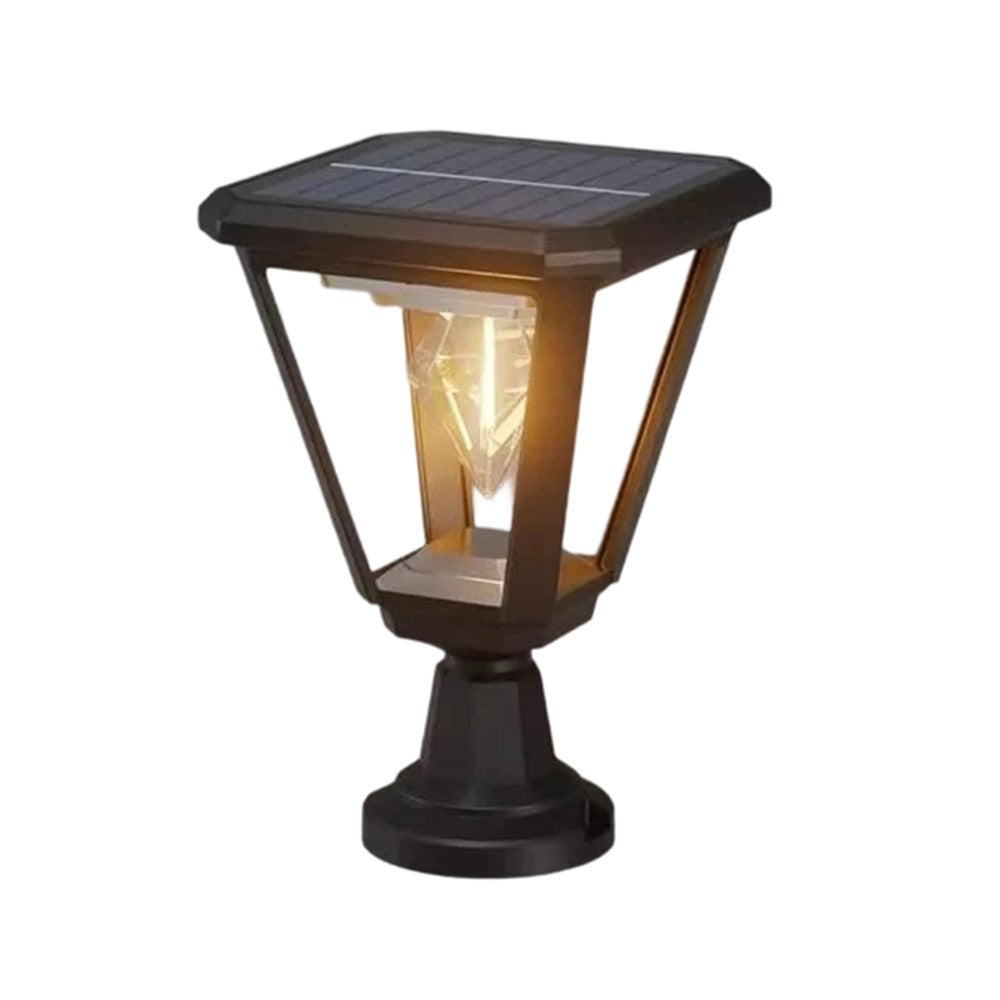 Solar Garden Light 30W 2700K Warm White COB Villa Outdoor Post Landscape Lamp with Base