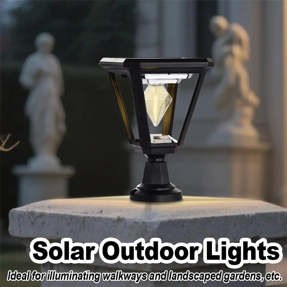 Solar Garden Light 30W 2700K Warm White COB Villa Outdoor Post Landscape Lamp with Base