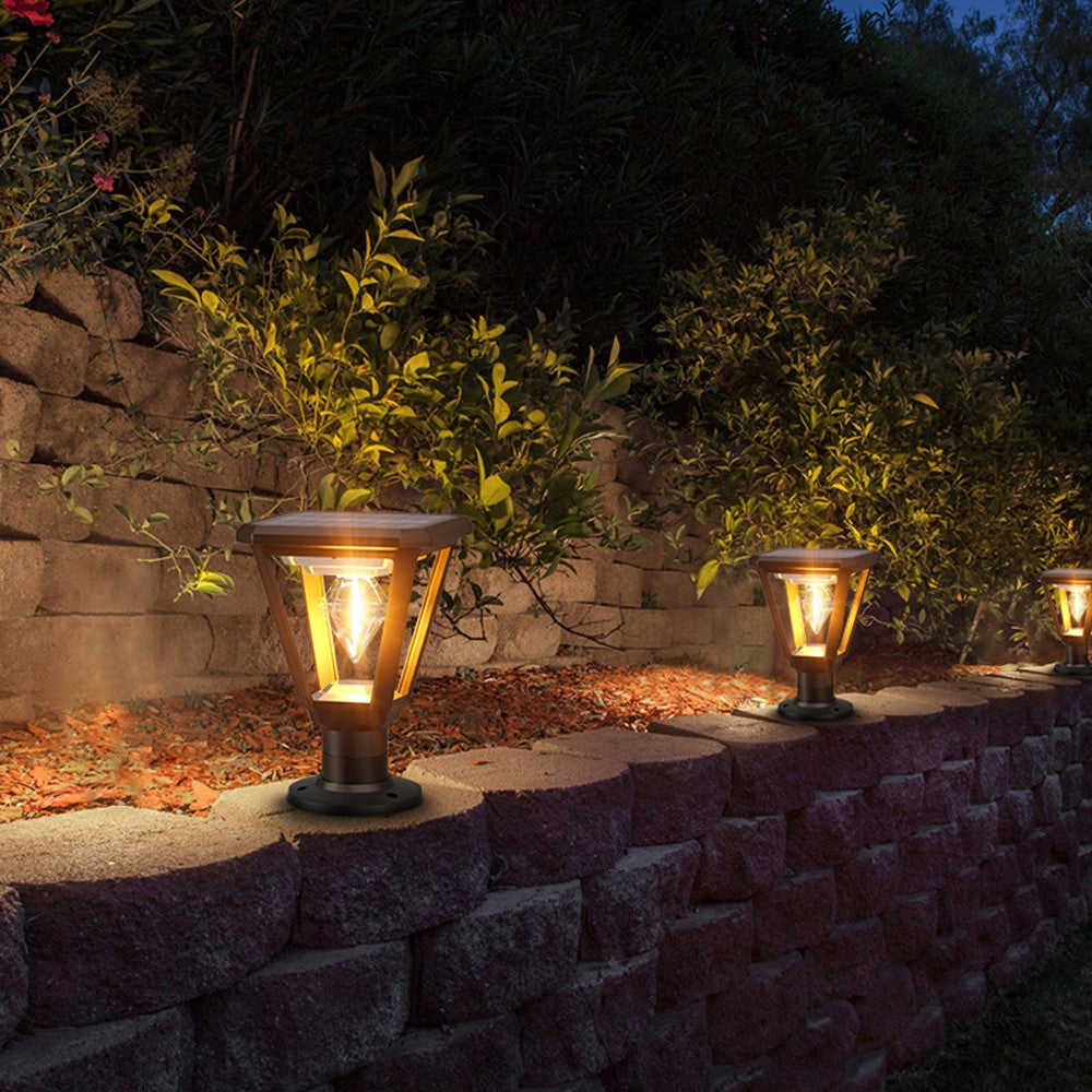 Solar Garden Light 30W 2700K Warm White COB Villa Outdoor Post Landscape Lamp with Base