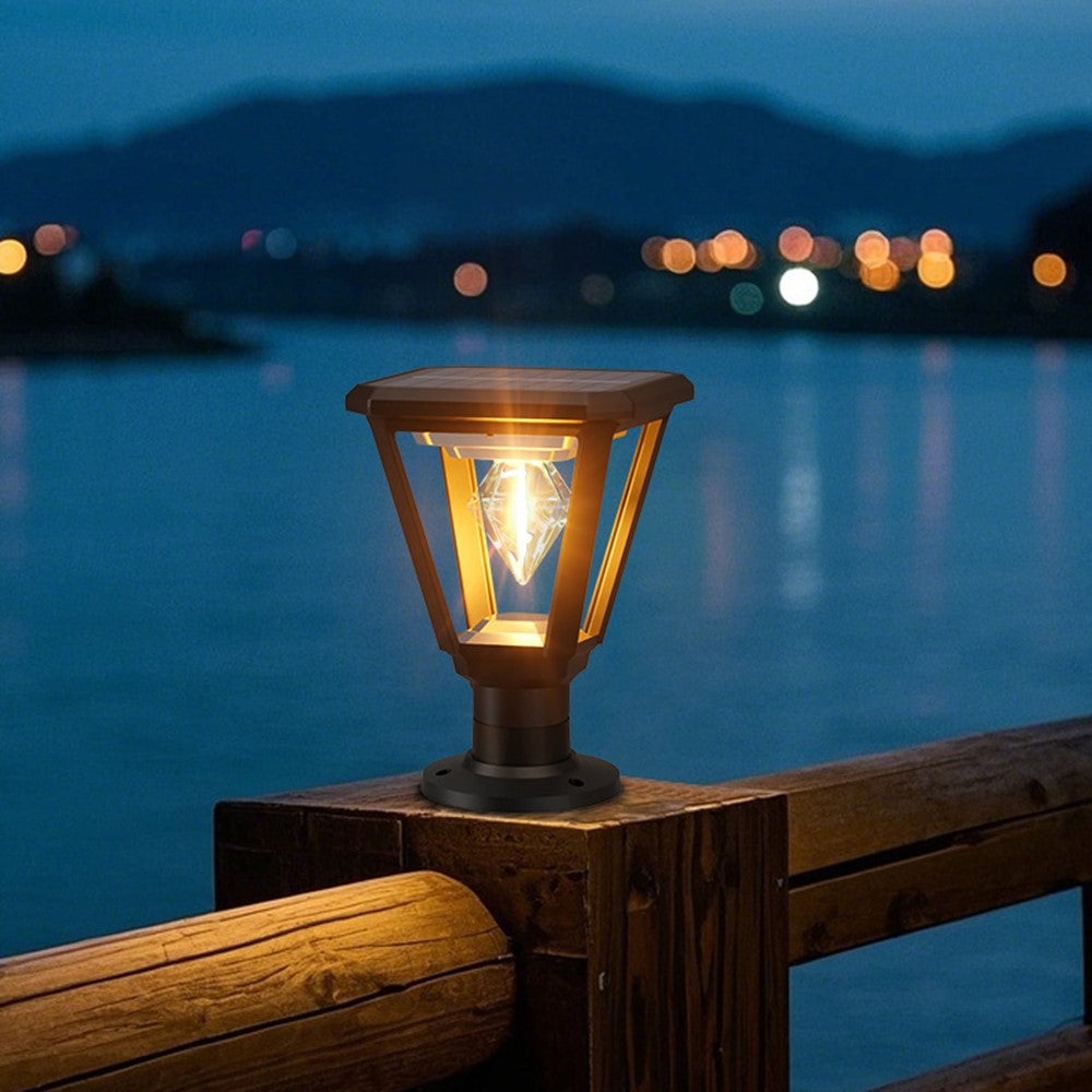 Solar Garden Light 30W 2700K Warm White COB Villa Outdoor Post Landscape Lamp with Base