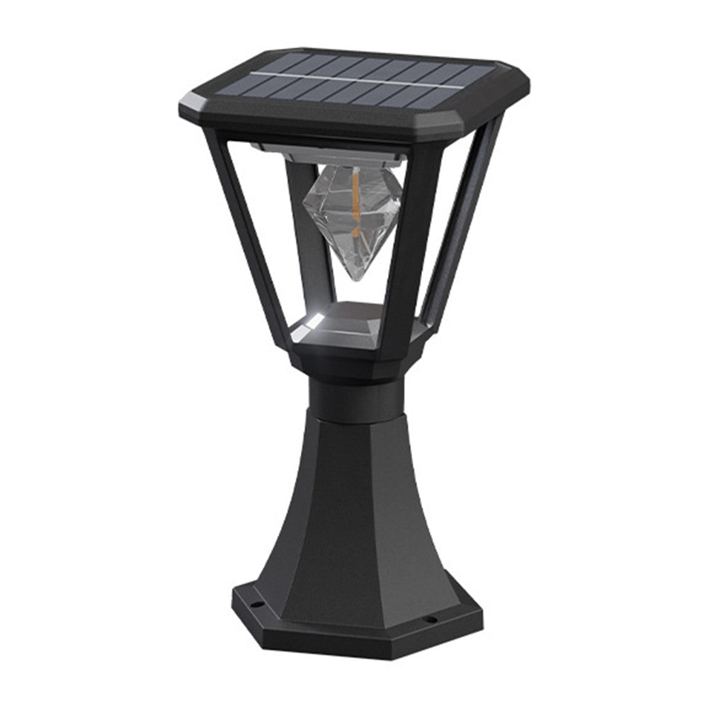 Solar Powered Post Cap Light with Trophy Base 30W 2700K Warm White COB Outdoor Garden Pillar Landscape Lamp