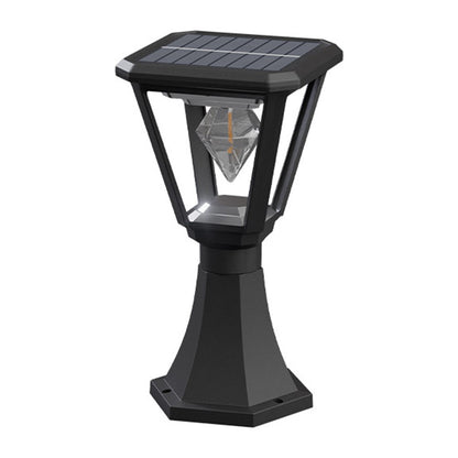 Solar Powered Post Cap Light with Trophy Base 30W 2700K Warm White COB Outdoor Garden Pillar Landscape Lamp