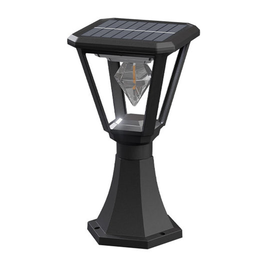 Solar Powered Post Cap Light with Trophy Base 30W 2700K Warm White COB Outdoor Garden Pillar Landscape Lamp