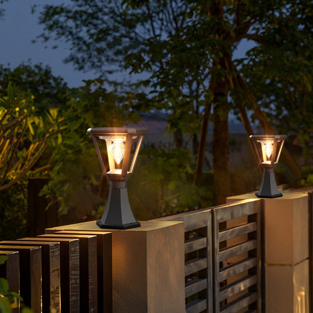 Solar Powered Post Cap Light with Trophy Base 30W 2700K Warm White COB Outdoor Garden Pillar Landscape Lamp