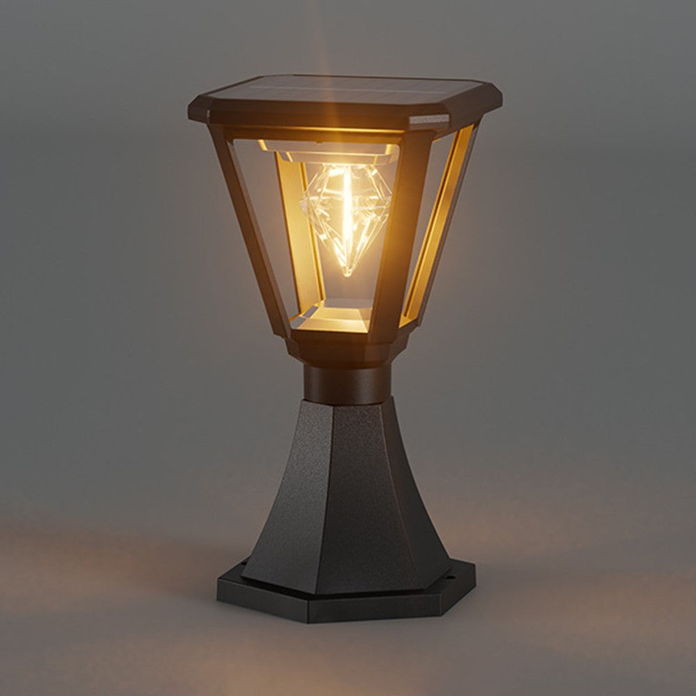 Solar Powered Post Cap Light with Trophy Base 30W 2700K Warm White COB Outdoor Garden Pillar Landscape Lamp