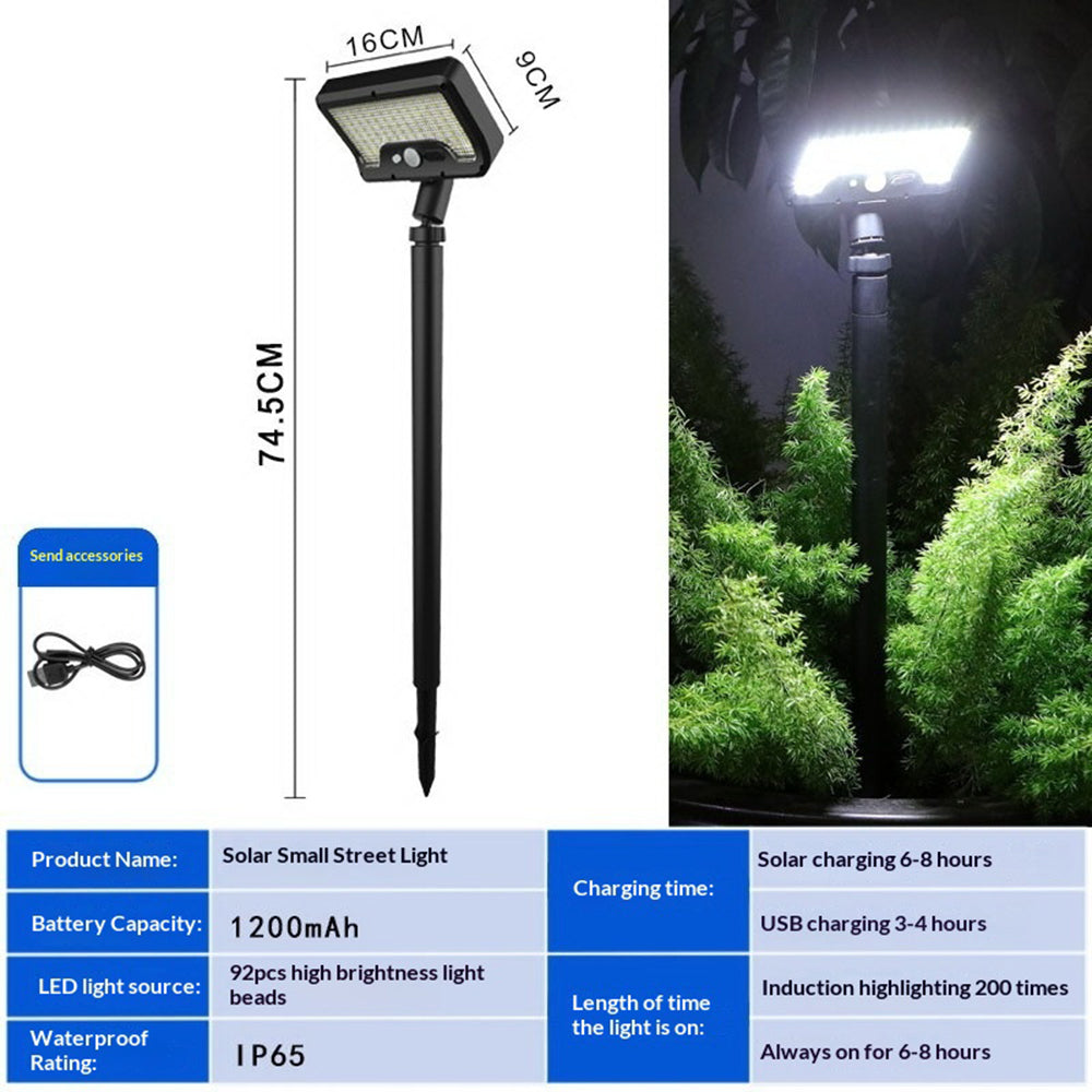 CCP0111 Motion Sensor Solar Path Light IP65 Waterproof 92-LED Garden Lawn Lamp for Outdoor Yard